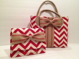 Combo Red Chevron read to travel from work to evening out.